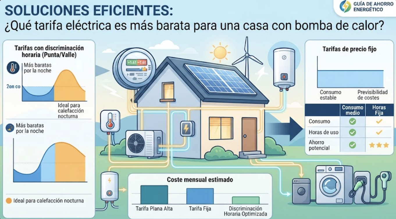 ¿Qué tarifa eléctrica es más barata para una casa con bomba de calor?